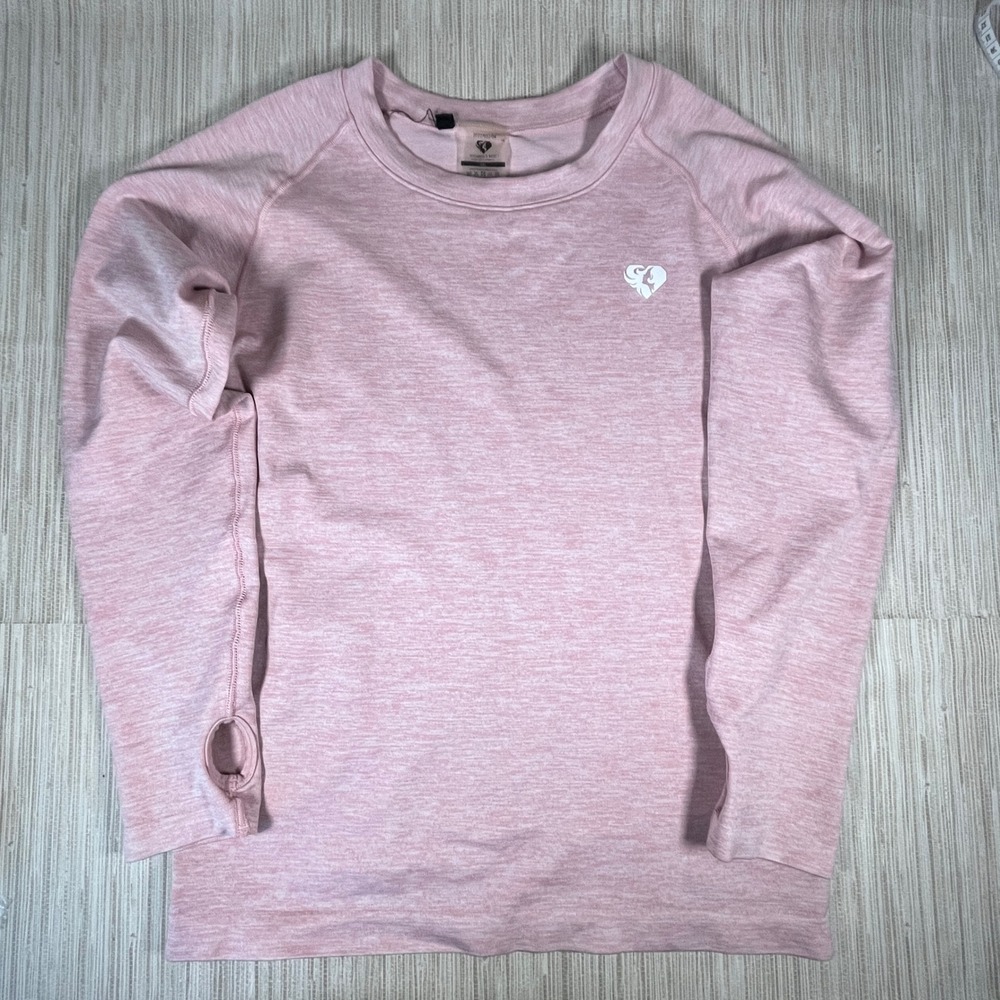 Womens Best Long Sleeve Athletic Top Pink Heathered Thumbhole Size 2XL